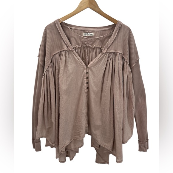 We The Free People Lyrical Tunic Button Front Blouse Flowy Soft Boho Indie Top M - Picture 3 of 11